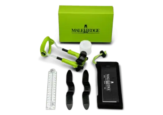 Male Edge extender kit with green box, ruler, case and comfort pads