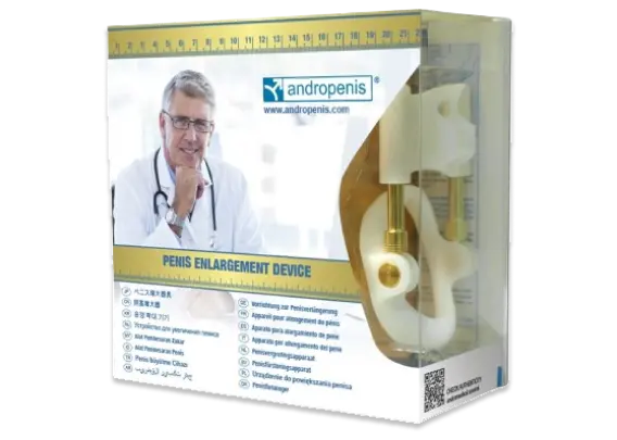 Andropenis penis enlargement device box with doctor photo on the front