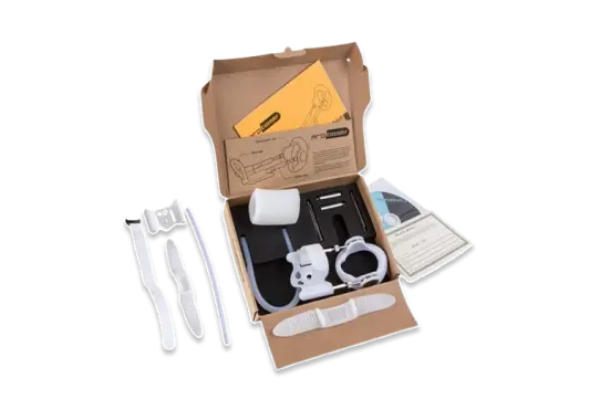 ProExtender kit in an open cardboard box with device, parts and manual
