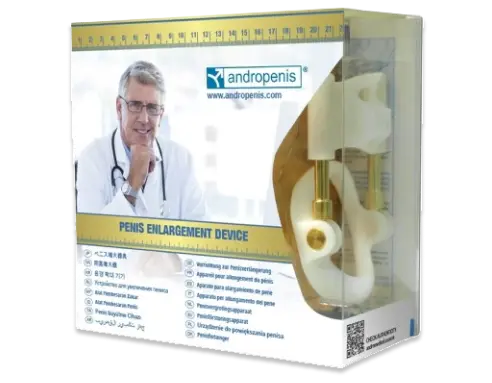 Andropenis penis enlargement device box with doctor photo on the front