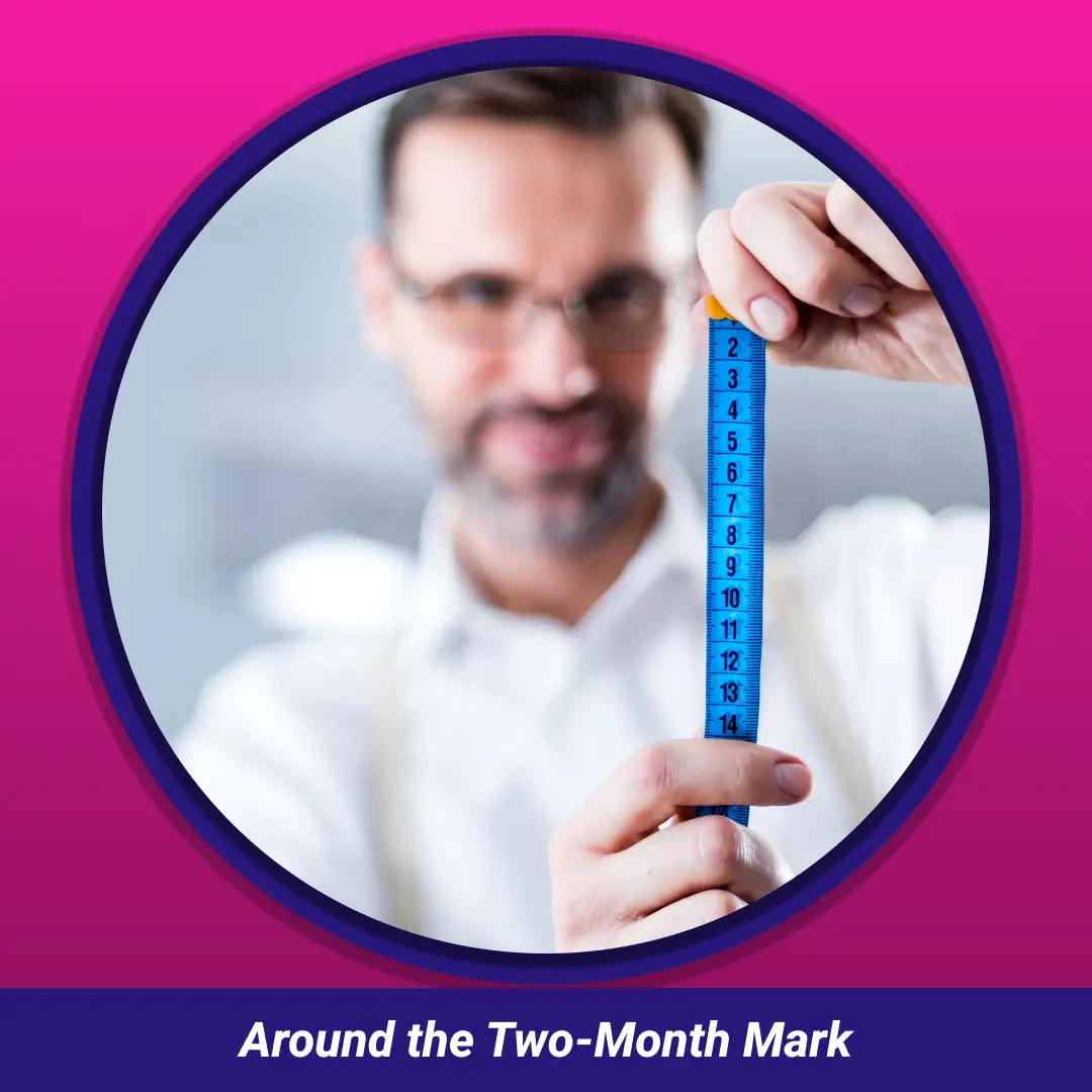 Around the Two-Month Mark: man holding up a blue measuring tape