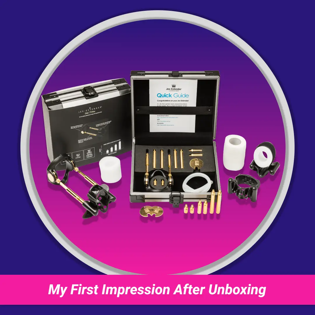My First Impression After Unboxing: Jes Extender Gold kit with case and accessories