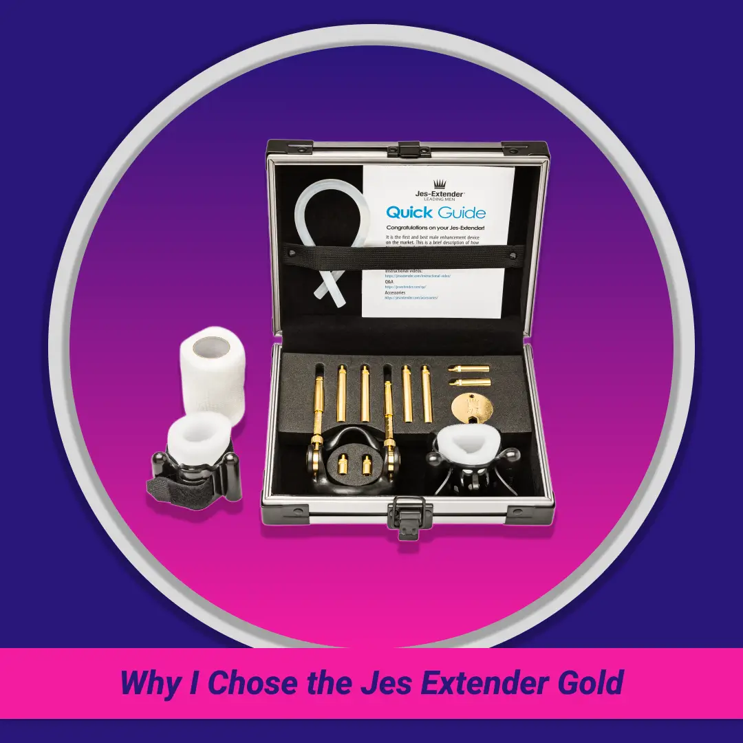 Why I Chose the Jes Extender Gold: open case with quick guide and gold-tone parts